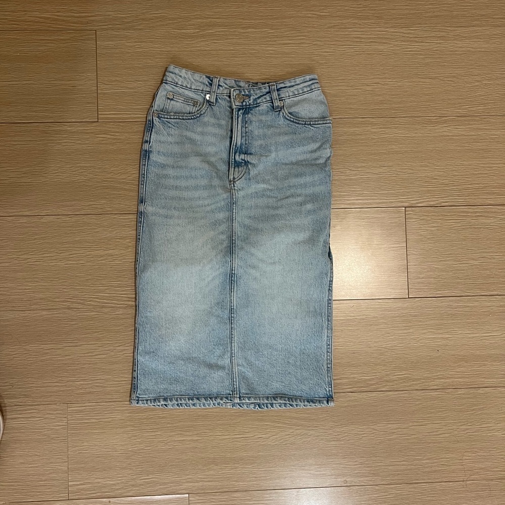 Zara denim midi skirt